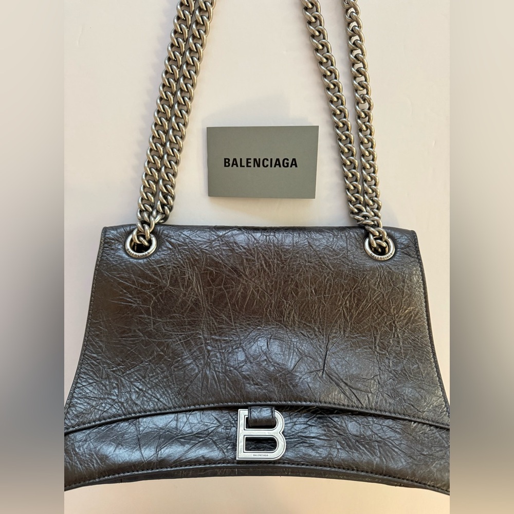 Balenciaga Dark Gray Shoulder Bag WOMEN'S CRUSH CHAIN BAG MEDIUM - Picture 8 of 16